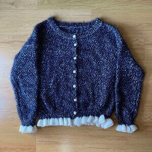 Korean Fashion Blue Knit Sweater Cardigan